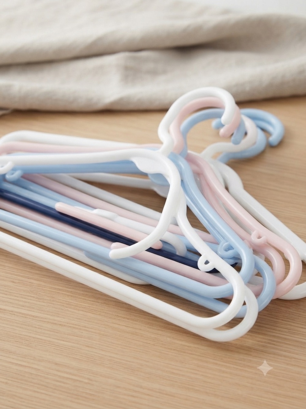 Big bundle Kids Plastic Hangers in White, Light Blue, Pink, Navy